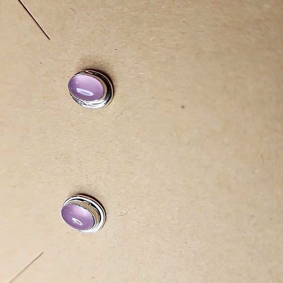 New Sterling Silver Pink Stud Earrings - Picture 2 of 6